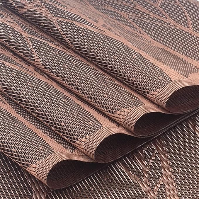 Gugrida Place Mats PVC Set of 6, Table Placemats Set of 6 PVC Mat Table Mats Natural Color (6 pcs, Coffee Tree)