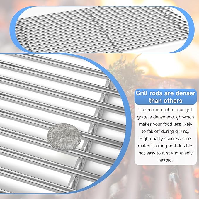 3Pack Stainless Steel Replacement Grill Parts for Weber Genesis 2 GS4 Grates 66089 66097 LX 400 SER GBS S-435, Weber Genesis II E-410, E-435, S-435, SE-410, Kitchen-aid 720-0856V 740-0781