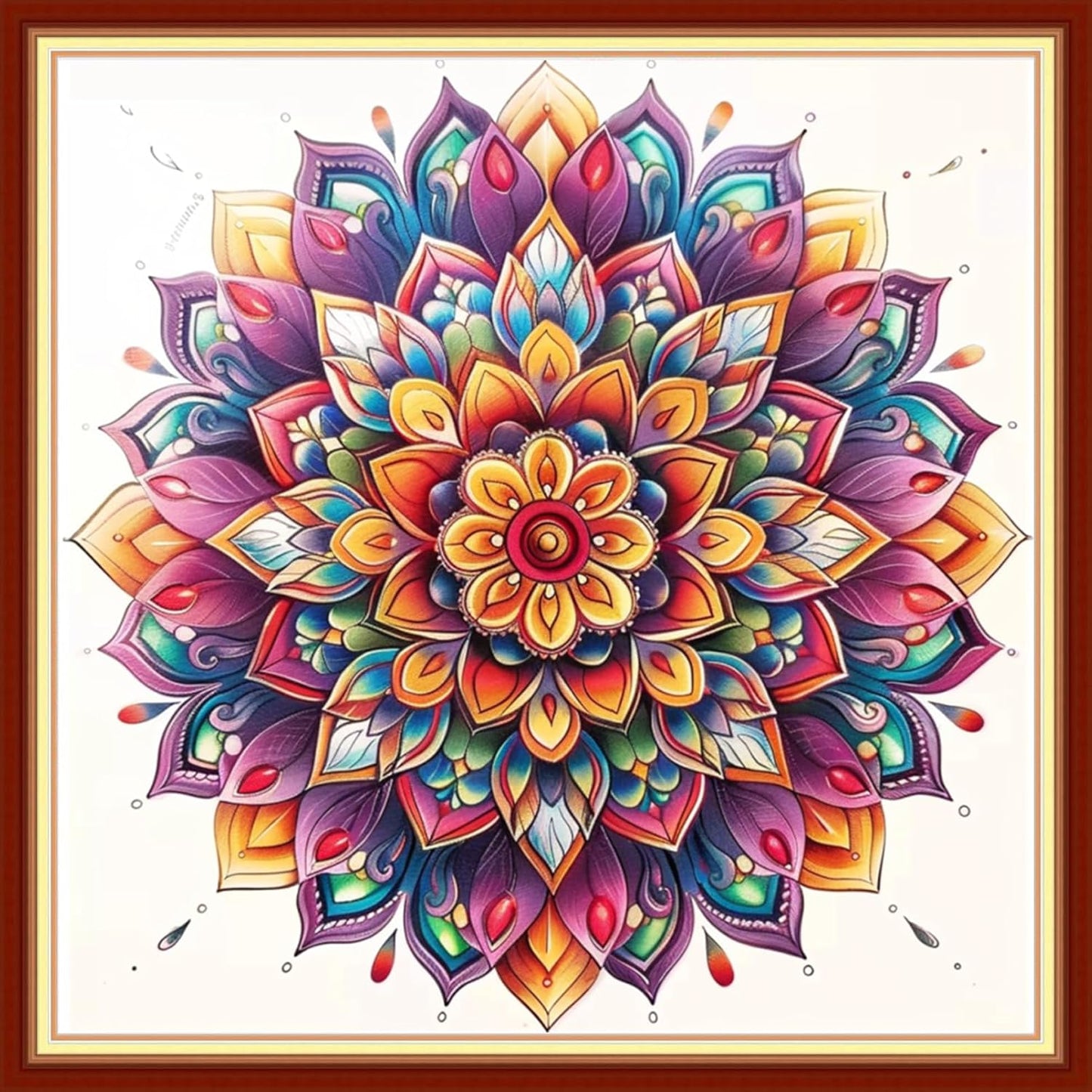 Magxvouy Cross Stitch Kits Stamped Full Range of Embroidery Kits,Cross Stitch Patterns Needlework Kits for Beginners 11CT Printed Kits&Colorful Mandala 18x18 inch