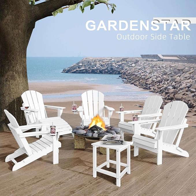 Outdoor Side Tables Adirondack, HDPE Small Table for Patio,Outside End Table for Porch, Deck, Pool, Weather Resistant/Easy Maintenance
