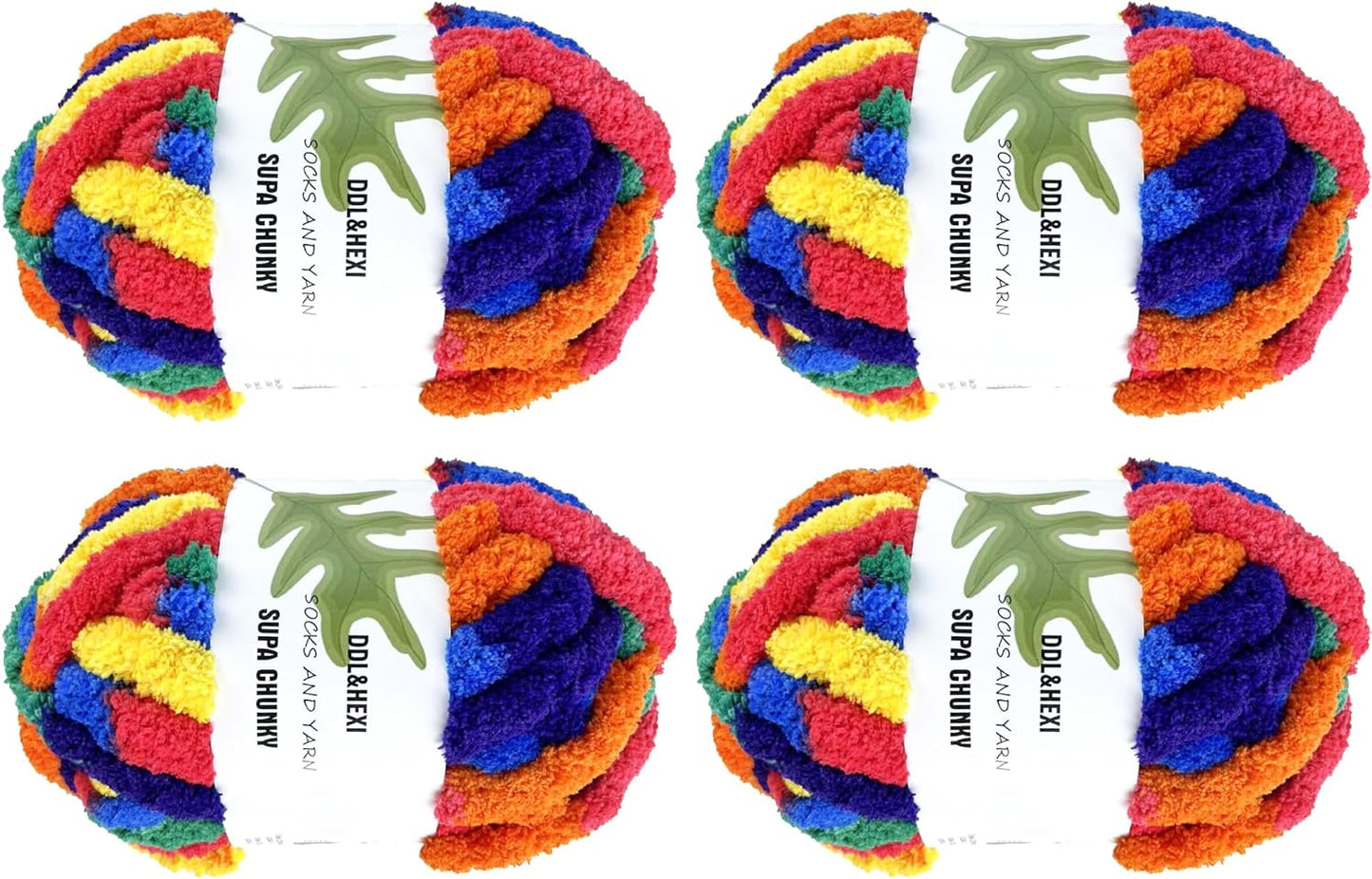 DDL&HEXI 4 Pack Super Chenille Chunky Yarn for Hand Knit, Blanket Making Kit, Jumbo Knitting, 4x8oz (226g) per Bag, Soft Polyester for Crochet, Knitting, and DIY Projects (203-4)