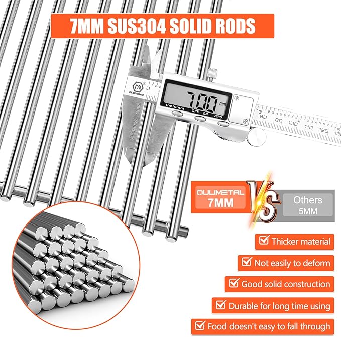 Stainless Steel 7524 Grill Grates & 7621 Flavorizer Bars, 65505 Heat Deflectors for Weber Genesis 300 Series with Front Control Knob, Replacement for Genesis E310 S310 E/S320 E/S330 Gas Grills