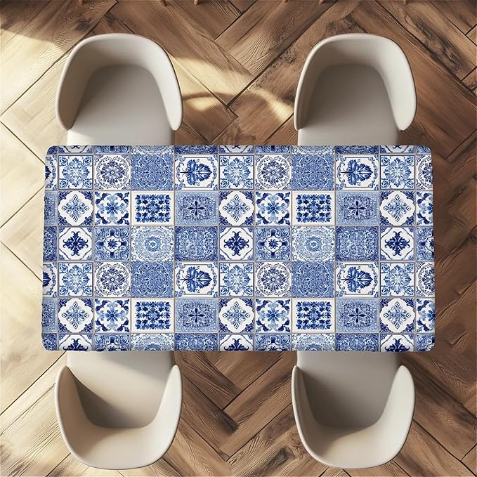 Rectangle Table Cloth Cover Waterproof Elastic Fitted Polyester Fitted Tablecloths for 4 Foot Tables for Indoor,Picnic, Camping, Outdoor （48" x 30"，Bohemia）