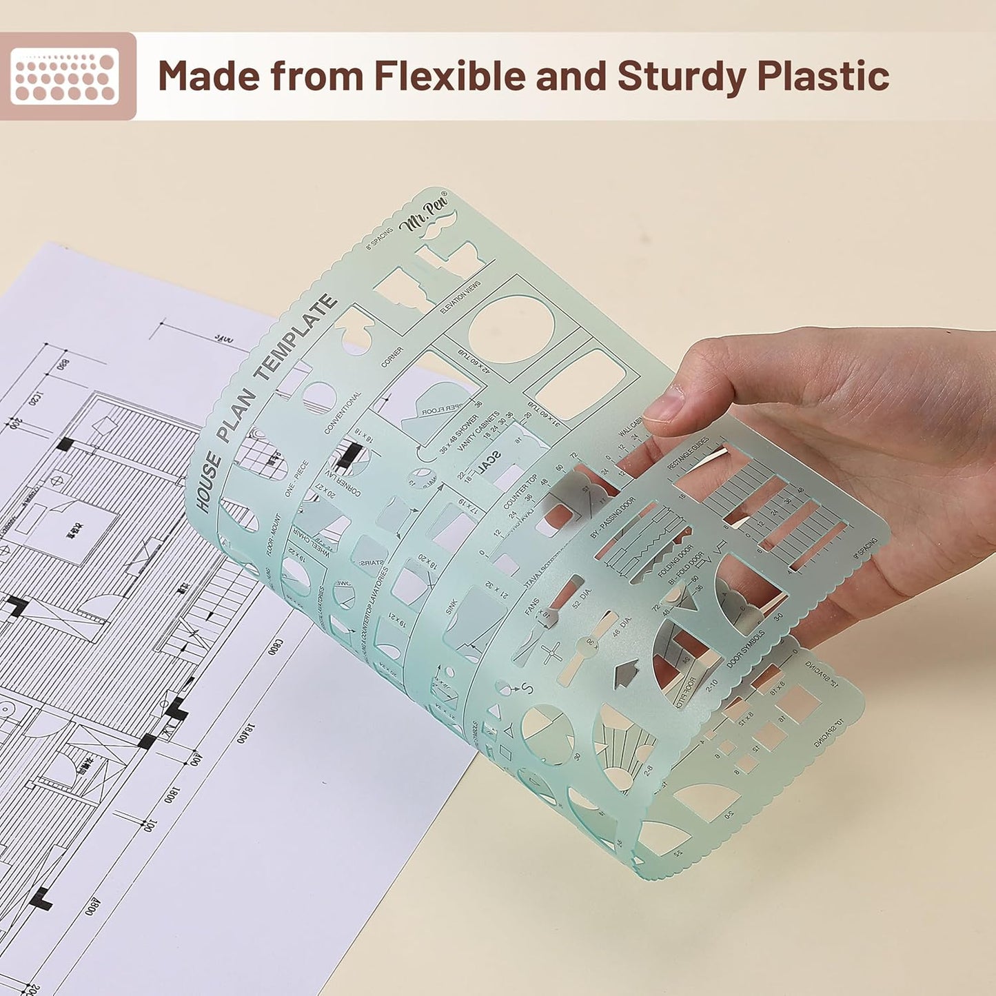 Mr. Pen- House Plan, 3 Pack, Green, Interior Design and Furniture Templates, Drafting Tools and Ruler Shapes for Architecture, Drafting Tools, Architecture Supplies, Drafting Templates