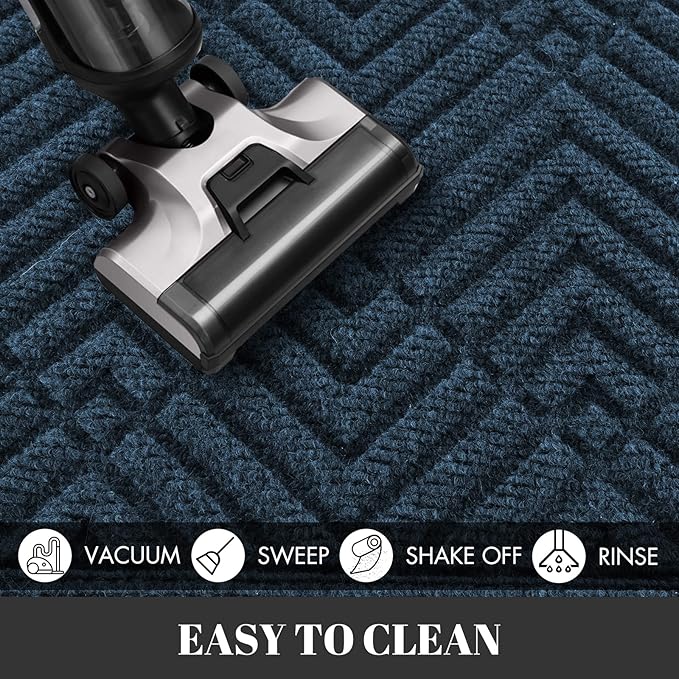 Yimobra Door Mats Outdoor 29.5x17, All-Season Waterproof Outdoor Mats for Front Door Entrance with Drainage Holes, Heavy Duty Non-Slip Doormat for Garage Patio Entryway Indoor, Blue