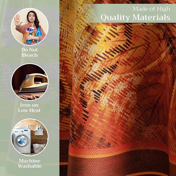 Maison d' Hermine Table Cloth Round Table 100% Cotton 69 Inches Fall Tablecloth Reusable Everyday Use for Thanksgiving Christmas Decorations Dining Farmhouse Party (Thanksgiving Tartan)