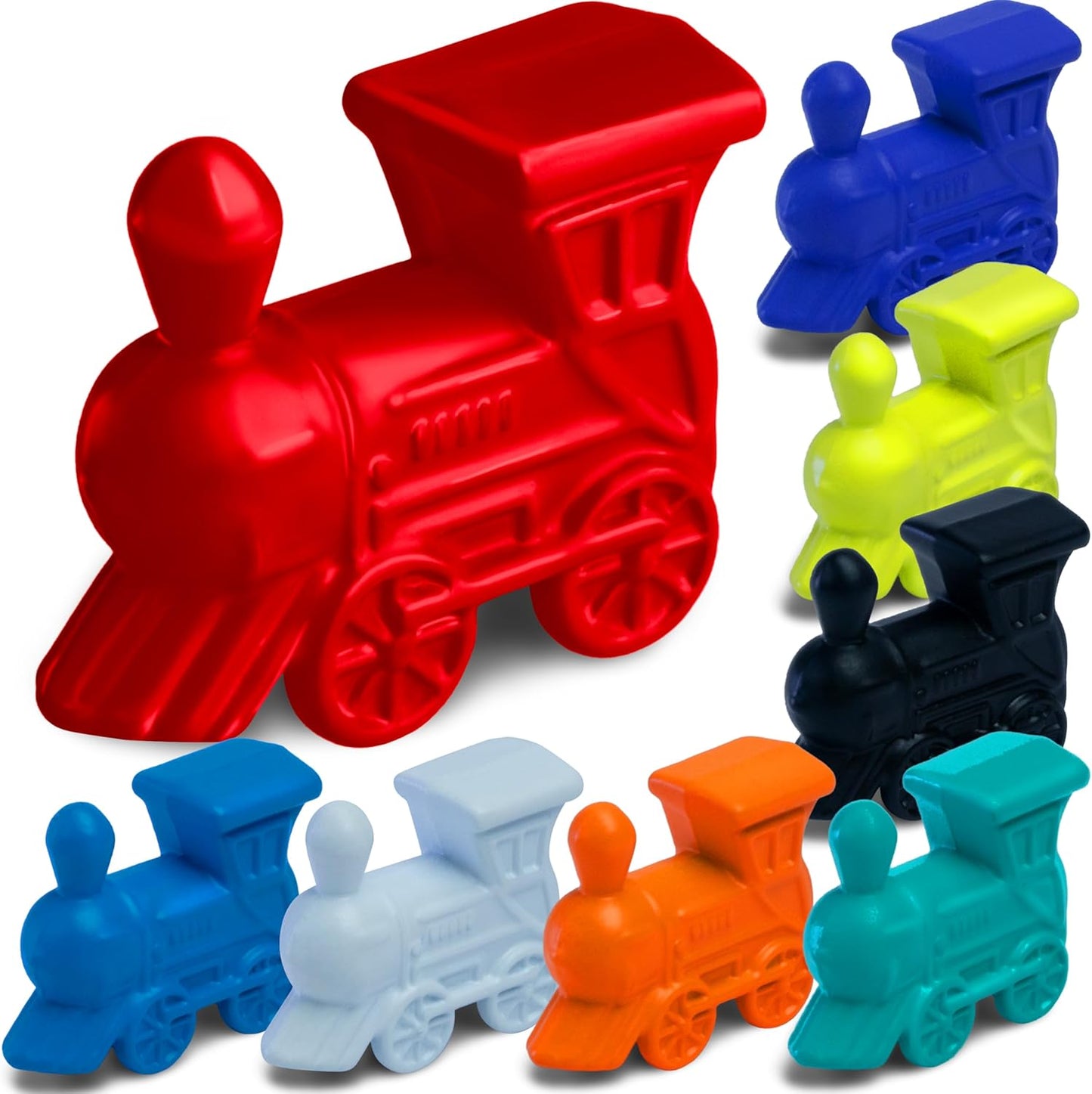 Queensell Set of 10 Metal Mexican Train Trains – Mexican Train Accessories for Classic Domino Game – Mexican Train Game Pieces for Mexican Train Dominoes