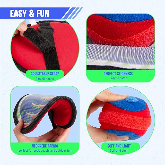 EVERICH TOY Toss and Catch Game for Toddlers - Soft, Safe & Pain-Free Baseball-Style Catching for Kids, Active Play Gift – Beach, Pool & Yard Toys for Boys and Girls Stocking Stufferrs Ages 3-8