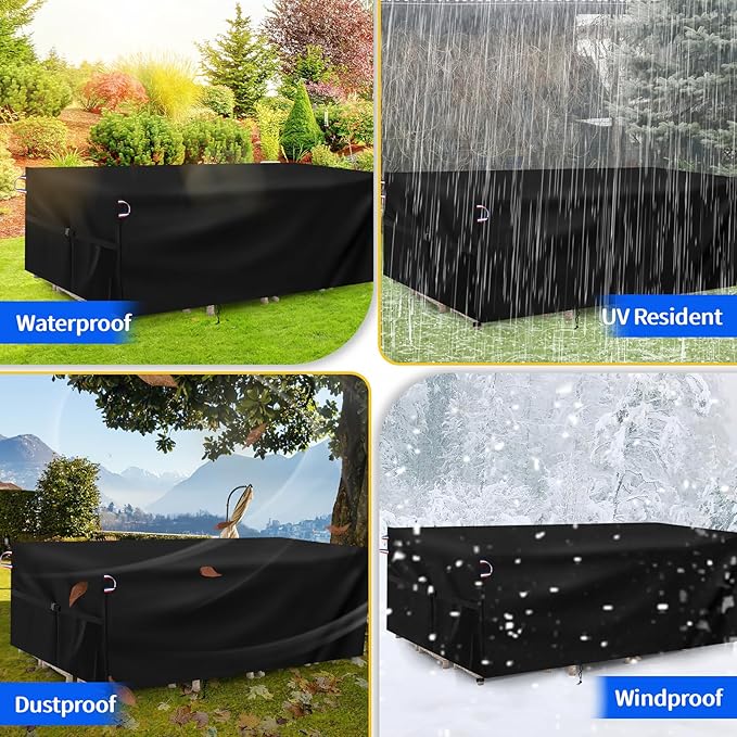 Patio Furniture Covers for Table and Chairs, Waterproof Patio Set Cover for 4-6 Person Patio Furniture Set/Outdoor Balcony Furniture Sets, Rectangular-96 L x 48" W x 28" H