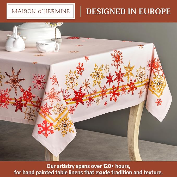 Maison d' Hermine Table Cloth Rectangle Table 100% Cotton 60 x 120 Inches Fall Tablecloth Reusable Everyday Use for Thanksgiving Christmas Decorations Dining Farmhouse Party (Crystal Star)