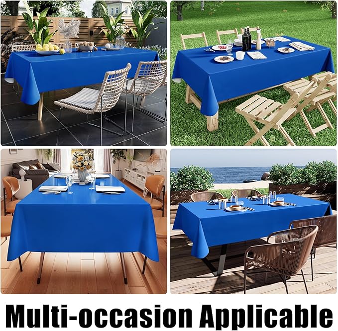 Smiry Square Table Cloth 60x60 Inch, Waterproof Wipeable Vinyl Tablecloths Protector, Oil Spill Proof Plastic Table Cover for Dining, Picnic, Camping, Outdoor, Blue