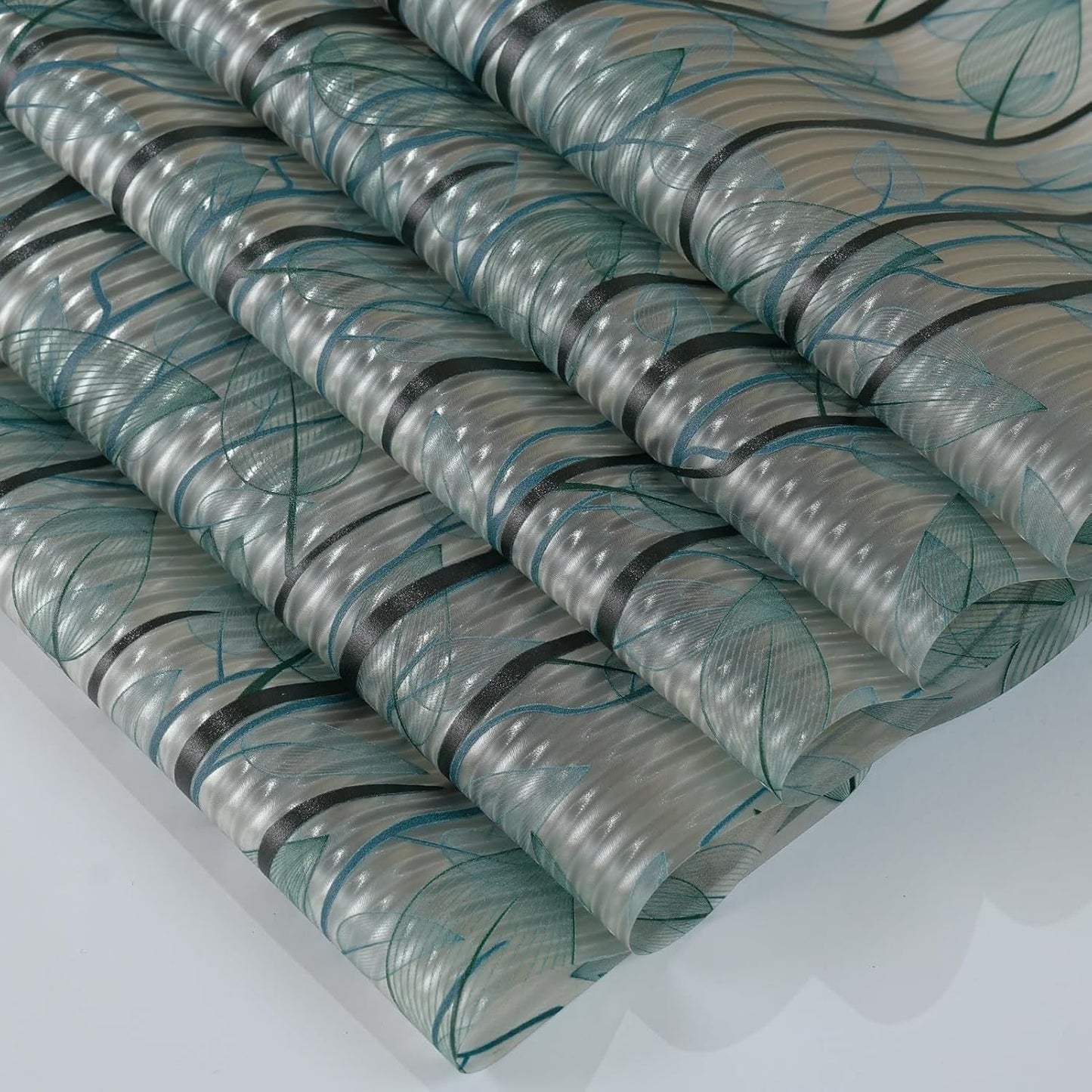 DKTIE Nature Pattern Rainbow Window Film Decorative Stained Glass Window Film Static Cling Films Easy Apply Removable Comes with Tools (U1747-Reeded Glass, 17.7" x 118.1")