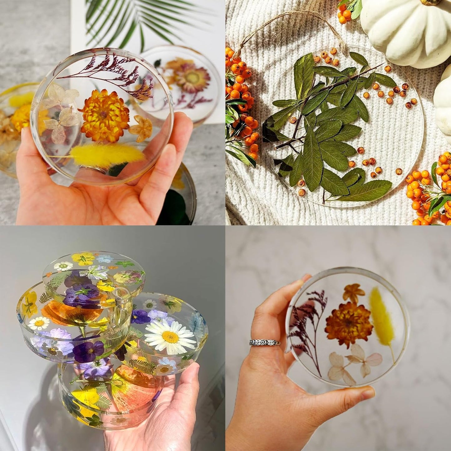 Resin Coaster Molds, 6-Cavity Silicone Coaster Molds for Epoxy Resin, Large DIY Deep Round Silicone Mold for Art Home Decoration