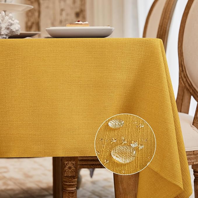 BALCONY & FALCON Rectangle Tablecloth Washable Wrinkle Resistant and Water Proof Table Cloth Decorative Linen Fabric Tablecloths for Dining Parties Kitchen Wedding and Outdoor Use (Gold Orange, 55x95)