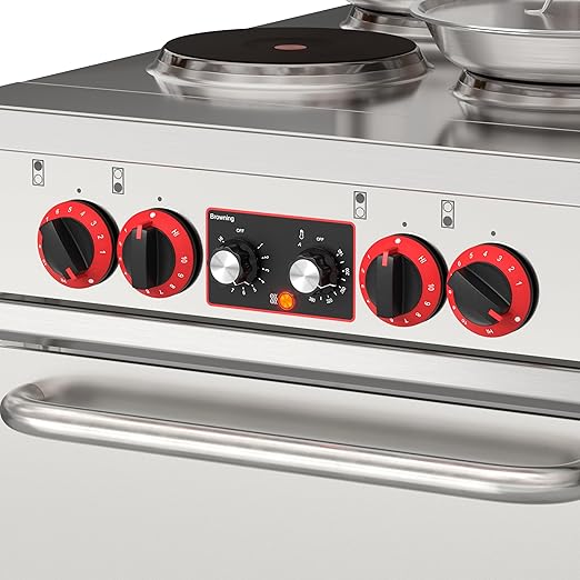 KoolMore 24 in. Commercial Electric Range with 4 Burners and 1 Standard Electric Oven in Stainless Steel - 208V 3-Phase, CSA Listed (KM-CR24-E)