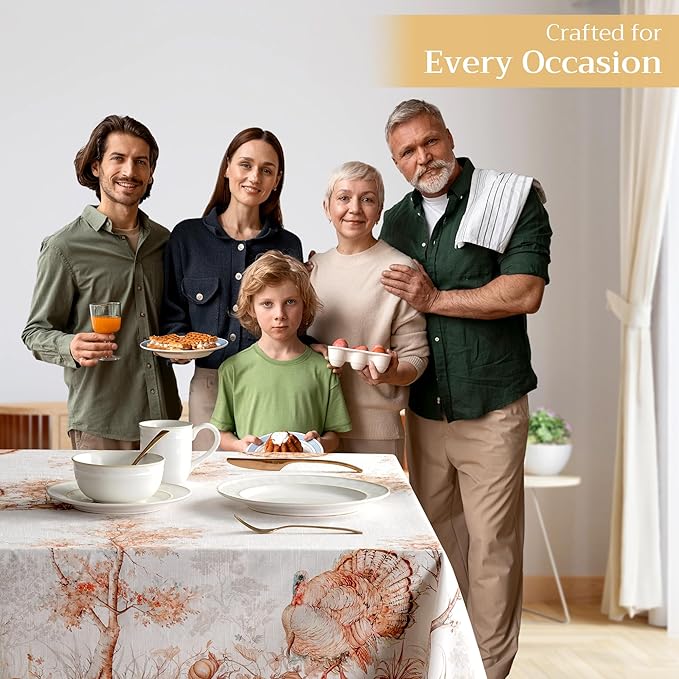 Maison d' Hermine Table Cloth Rectangle Table 100% Cotton 54 x 72 Inches Fall Tablecloth Reusable Everyday Use for Thanksgiving Christmas Decorations Dining Farmhouse Party (Giving Thanks)