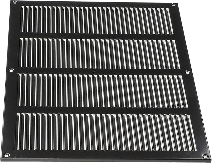 Repa Market Air Vent Cover 16x12 Inch (Outer Dimensions) Black Galvanized Steel Louvered Grill Cover with Mesh Screen/Wall or Ceiling Vent/HVAC Register for Indoor and Outdoor Ventilation