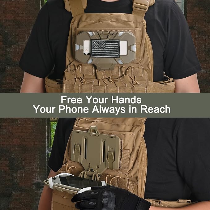 Tactical Plate Carrier Phone Mount, Universal Molle Phone Holder,Tactical Phone Holder Foldable Navigation Board for Tactical Vest Attachments