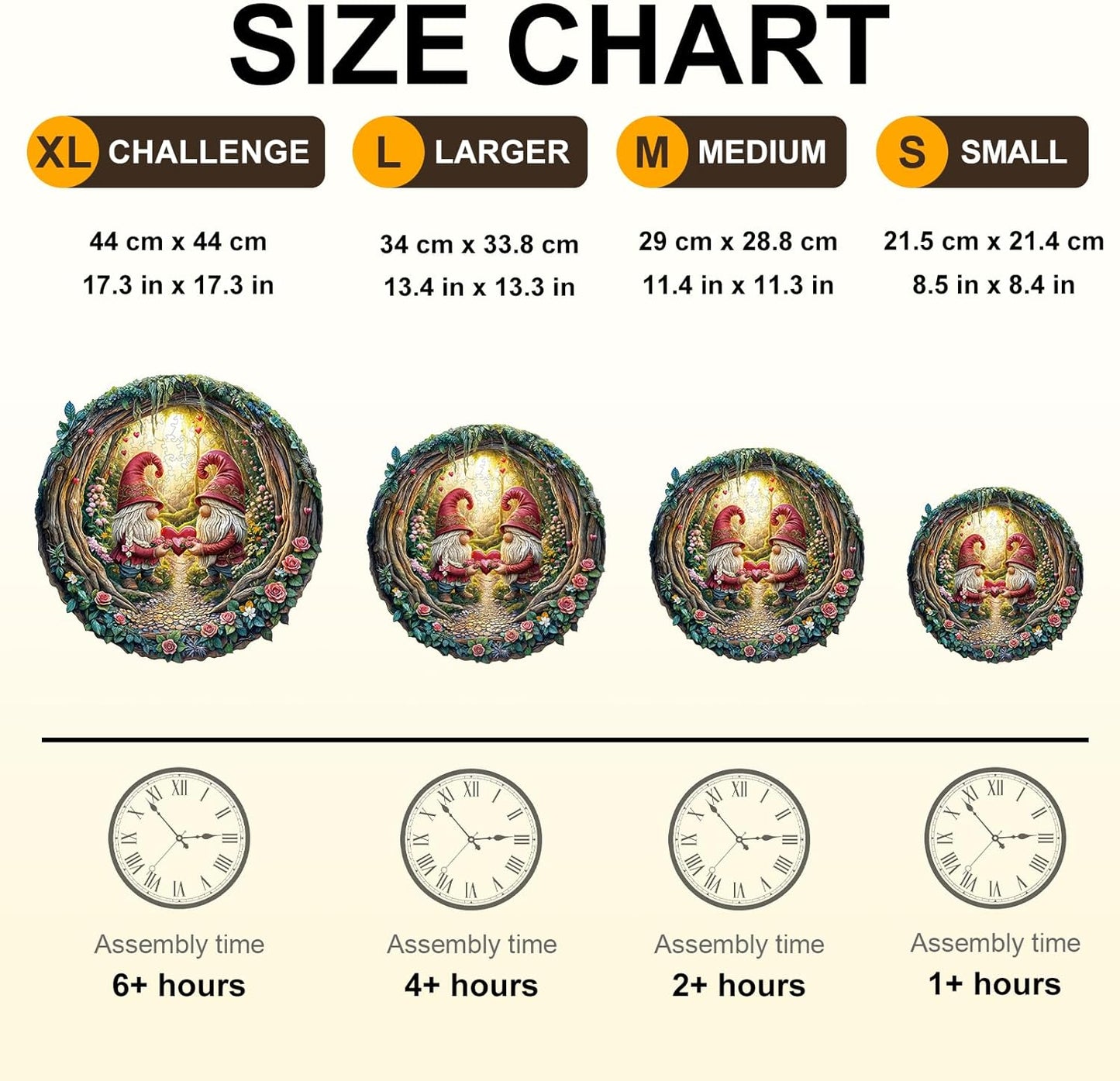 KAAYEE Wooden Puzzles for Adults, 3D Visual Effect Gnome Couple Wooden Jigsaw Puzzle Unique Shape Wood Puzzle Adult, 3D Effect Flat Puzzle Birthday Family Games (S-8.5 * 8.4in-100pcs)