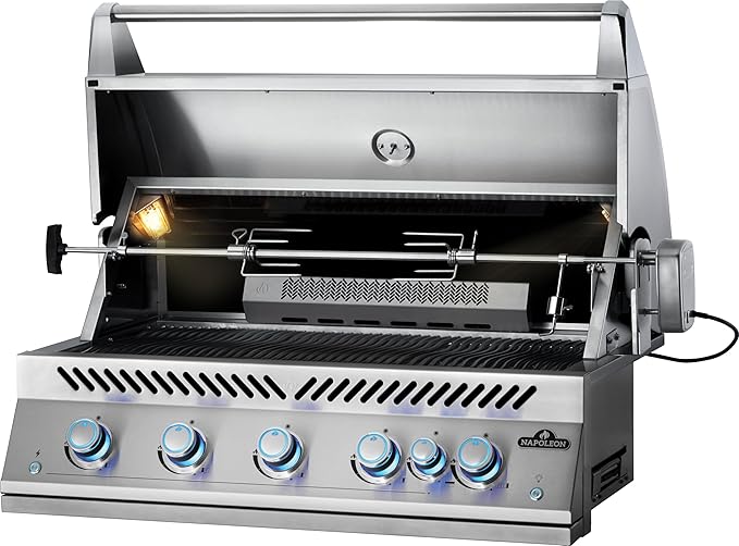 Napoleon Built-In 700 Series 38-inch Natural Gas Grill Head with Infrared Rear Burner - BIG38RBNSS-1-5 Main Burners, Infrared Rear Burner, Stainless Steel, Included Rotisserie Kit