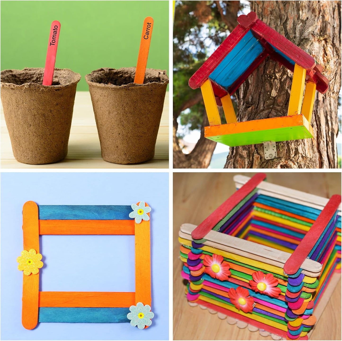 60 Pieces Jumbo Colored Popsicle Sticks, 8 Inch Natural Colored Wooden Craft Sticks, Multi-Purpose Rainbow Ice Cream Sticks for DIY Classroom Crafts, Home Art Projects and Plant Labels