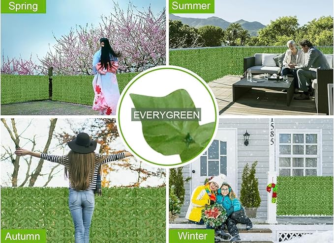 Artificial Ivy Privacy Fence Wall Screen,160x60 in UV-Anti Faux Greenery Backdrop Ivy Vine Leaf Hedges Fence Panels for Patio, Balcony, Garden, Backyard Indoor Outdoor Green Wall Decor
