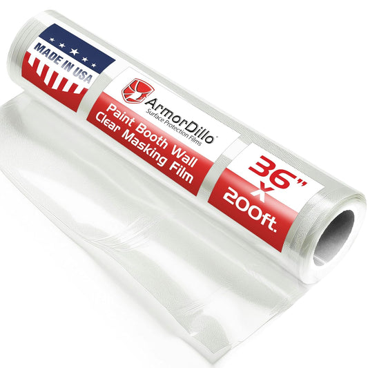 ArmorDillo Clear Full 3mil Self- Adhesive Paint Booth Protective Film Wall Masking Film Self-Adhesive, Easy-Start, 36" x 200 ft. Washable, Asteroid-Proof...Probably