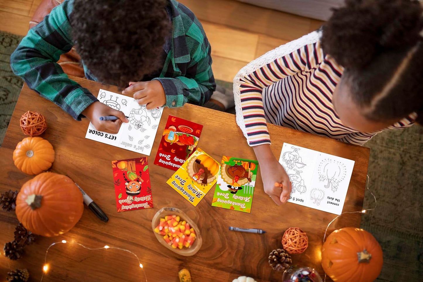 60PCS Thanksgiving Activity Books Party Favors for Kids - Fall Games Coloring Maze Book in Bulk, Classroom Activities Crafts Gifts