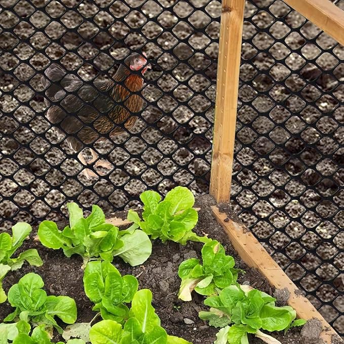 vensovo Black Plastic Wire Mesh 15.7IN x 10FT Roll - Chicken Wire Fencing for Poultry, Gardening Barrier, Balcony Guard for Cats and Dogs, Floral Craft Mesh with 20 Zip Ties