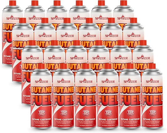 Butane Refill Canisters 227g (8oz) Premium Butane Fuel for Camping Stoves & Kitchen Torches – Portable Gas Canisters for Outdoor Cooking, Grilling, and Picnics – Camping Stove Fuel