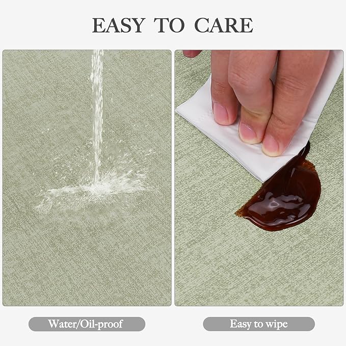Faux Leather Heat Resistant Spring Placemats Set of 4 – Waterproof Oilproof Wipeable Dining PU Place Mat Easy Clean Table Mats for Kitchen/Dining/Party/Holiday, Grass Green