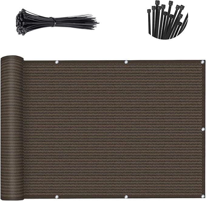 SUNNY GUARD Customized 2'6''x21' Brown Balcony Privacy Screen,91% Shade Apartments Fence Cover,Heavy Duty Mesh Windscreen for Deck,Outdoor,Backyard,Patio