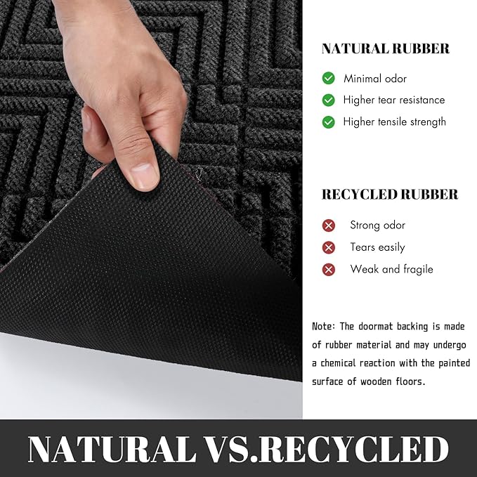 Yimobra Door Mats Outdoor 29.5x17, All-Season Waterproof Outdoor Mats for Front Door Entrance with Drainage Holes, Heavy Duty Non-Slip Doormat for Garage Patio Entryway Indoor, Black Square