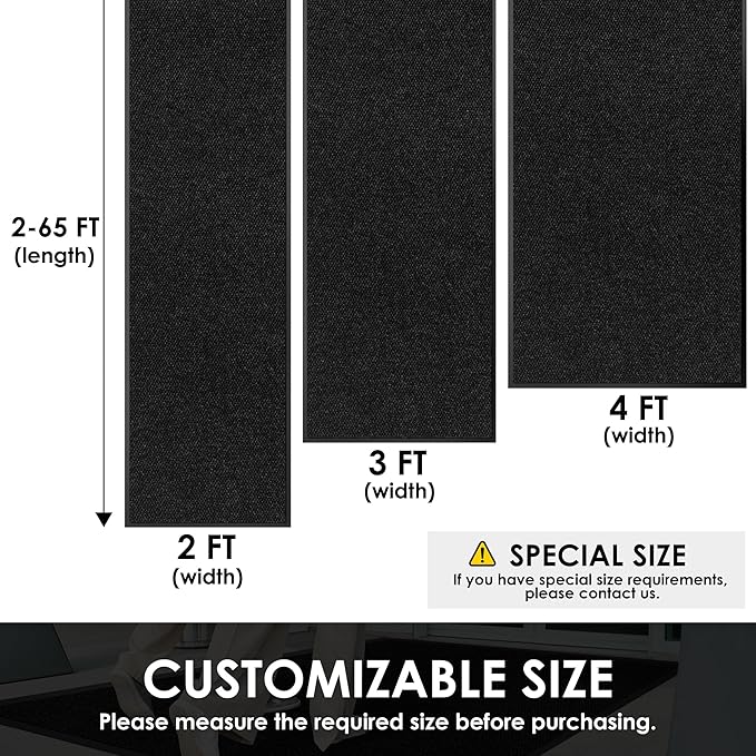 4′ x 64′ Front Door Mat Indoor Outdoor Entrance, Commercial Floor Mat Heavy Duty Dirt Trapper Entryway Doormat, Custom Size Non Slip Rubber Backing Welcome mat, Door Mat for High Traffic Area