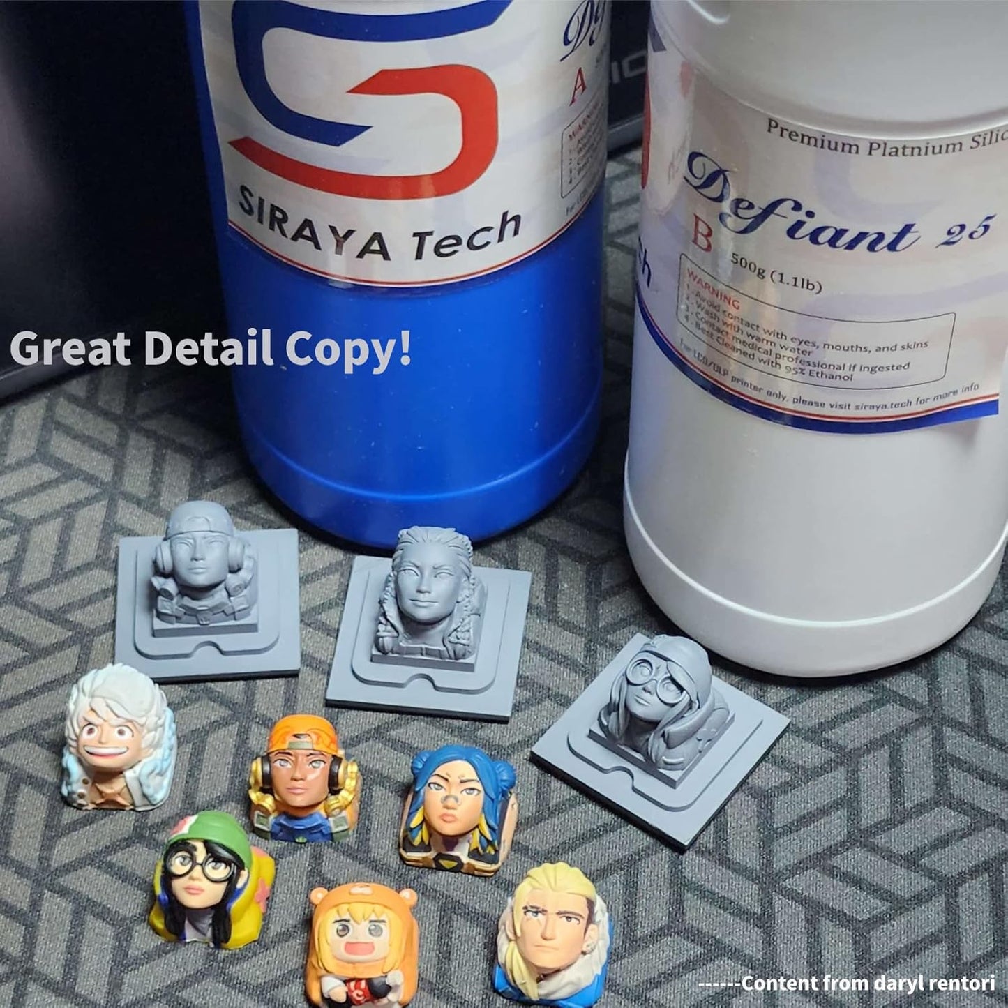 Siraya Tech Defiant 25 Platinum Silicone Mold Making DIY Kit, Food Safe, 25A Hardness, Ideal for 3D Printer UV Resin, Easy to Stop Curing Inhibition, No Coating, for Casting Epoxy Resin (35.3 Oz)