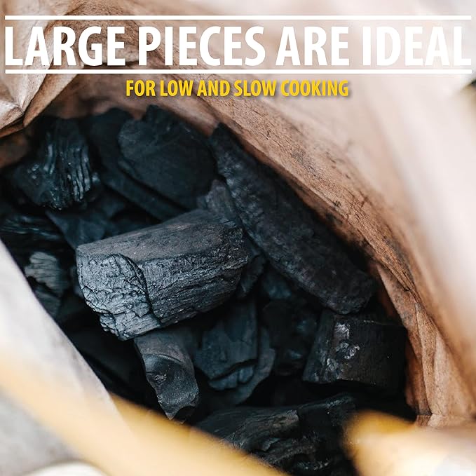 FOGO Super Premium Hardwood Lump Charcoal, Natural Large Sized Lump Charcoal, 17.6 Pound Bag and FOGO Barrel Proof Bourbon Barrel Blocks, 2 Pound Resealable Bag, Bundle