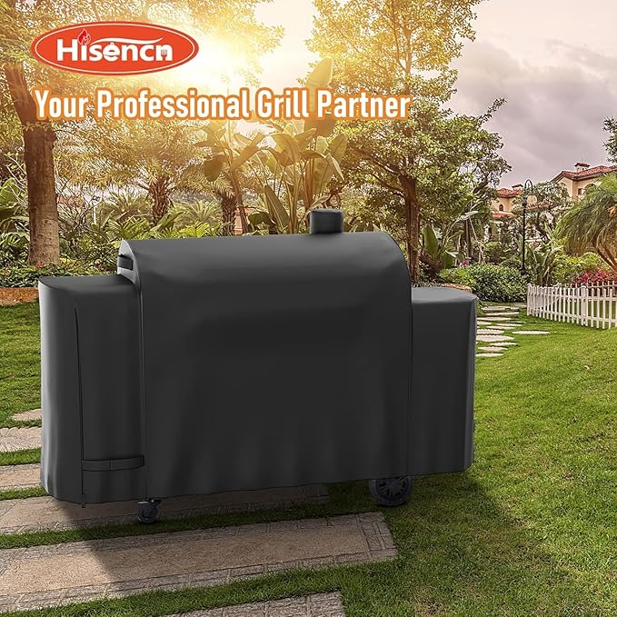 Hisencn Grill Cover for Pit Boss Pro Series Triple-Function Combo Grill PB1100PSC2, PB1100PSC1, Heavy-Duty Pellet Grill Smoker Cover for Pit Boss Sportman 1230 Pellet/Gas Combo Grill, Black, PB 67364