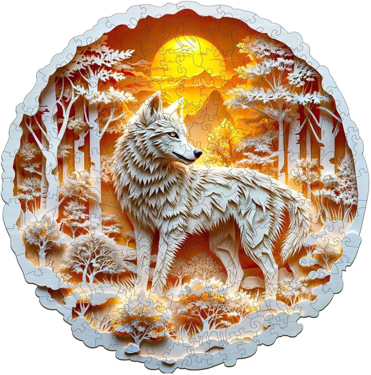 Wooden Puzzles for Adults, 3D Wolf Wooden Puzzles 200 Pieces, Unique Animal Shaped Wood Challenging Jigsaw Puzzles Gifts for Adults, 11.4x11.4in