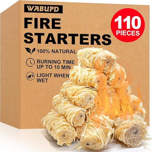 110 Pcs Fire Starter - Natural Fire Starters for Fireplace, Pellet Stove, BBQ, Pizza Oven, Fire Pit &Chimney, Fire Starters for Grill, Charcoal Starter