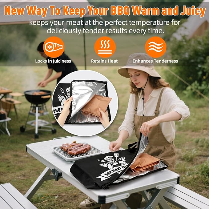 Upgraded BBQ Blanket for Resting Meat - Smoker Accessories Brisket Blanket - Insulated Meat Resting Bag with Wide Mouth for Steak/ Pork Shoulder/ Turkey - Valentines Day Gifts - Birthday Anniversary BBQ Accessories Grilling Gifts for Men Dad Husband(21...
