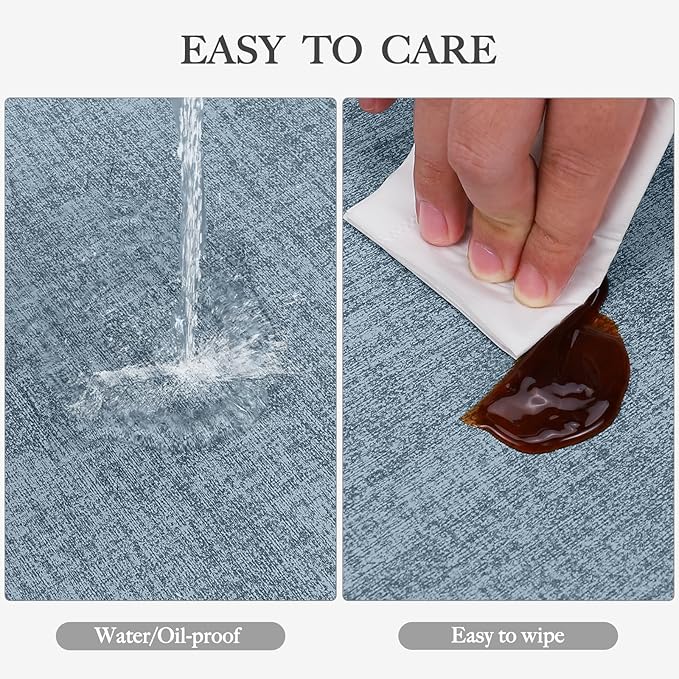 Faux Leather Heat Resistant Placemats Set of 8 – Waterproof Oilproof Wipeable Dining PU Vinyl Place Mat Easy Clean Table Mats for Kitchen/Dining/Party/Holiday, Blue
