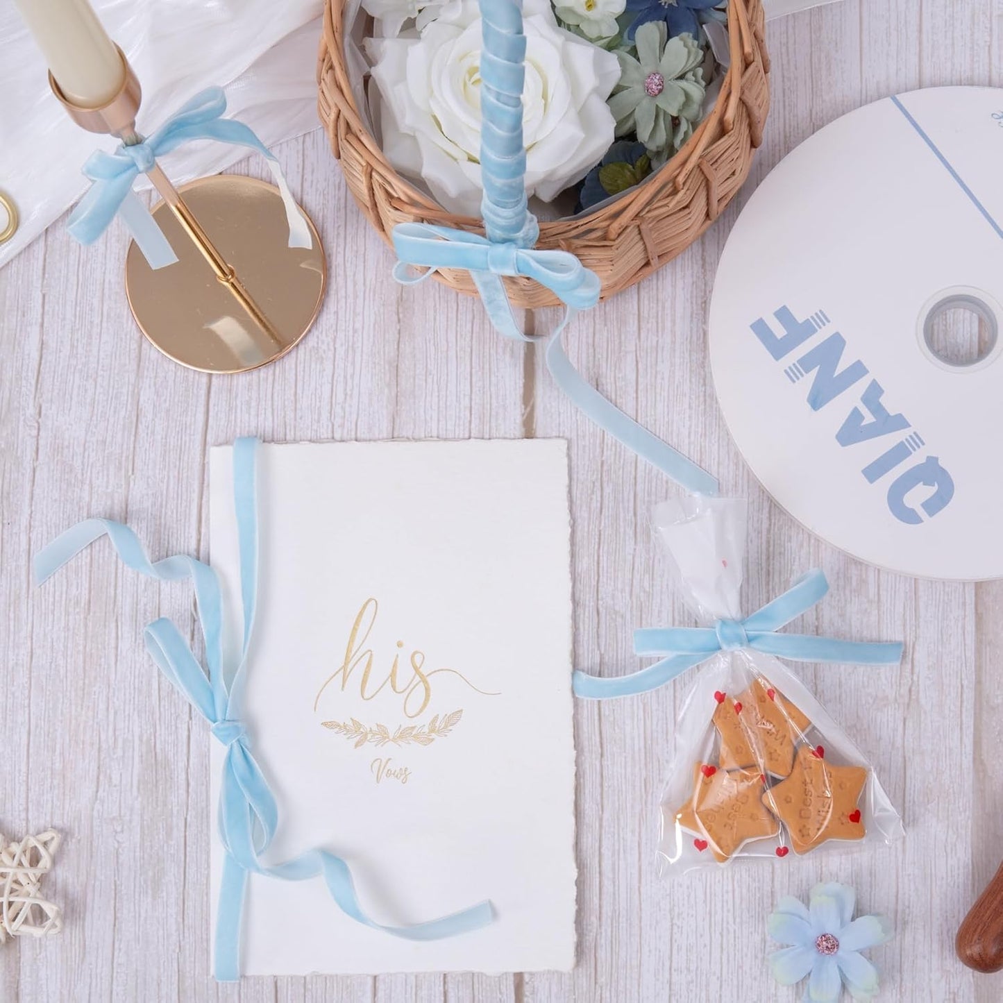 Vintage Sky Blue Velvet Ribbon Christmas Ribbon for Gift Wrapping Crafts Christmas Tree Ornaments Garland Decorations, 3/8 Inch X 25Yd