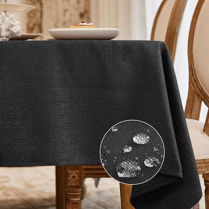 BALCONY & FALCON Rectangle Tablecloth Washable Wrinkle Resistant and Water Proof Table Cloth Decorative Linen Fabric Tablecloths for Dining Parties Kitchen Wedding Outdoor Use(Charcoal Grey, 57x118)