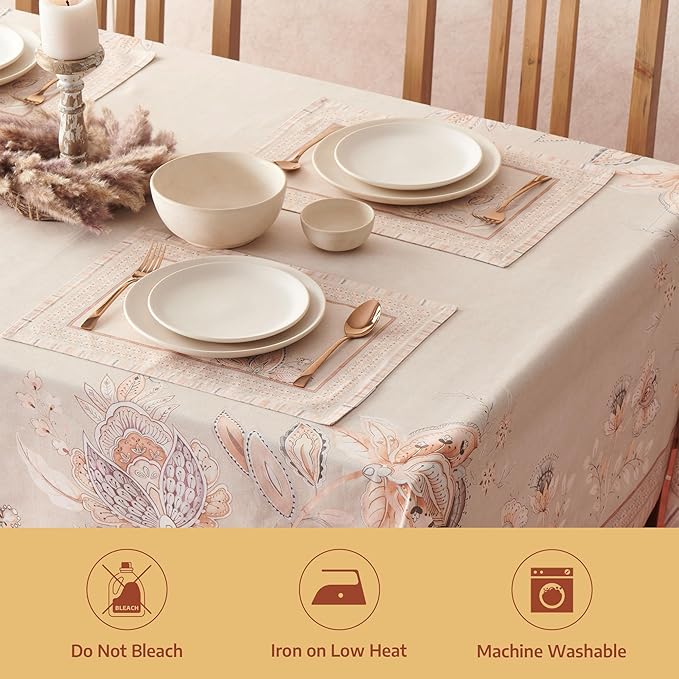 Maison d' Hermine Premium Table Cloth Square Table 100% Combed Cotton 70 x 70 Inches Tablecloth Reusable Decorative for Dining Room, Farmhouse, Home, Party, Festive & Wedding - Society Florals
