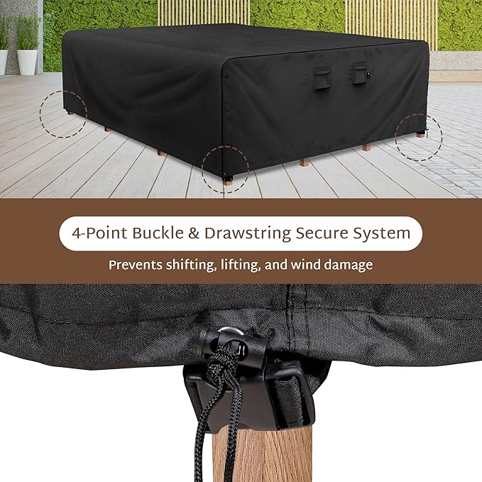 iBirdie Outdoor Patio Furniture Set Covers 180 x 120 inch Waterproof Weatherproof Rectangular Cover, Heavy Duty 600D for Outside Dining Table and Chairs fit 10 x 15 ft