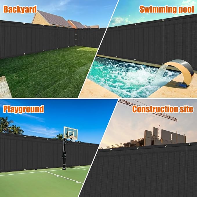 AYOHA 4' x 70' Privacy Fence Screen Fabric Mesh Shade Net Cover, Heavy Duty 160 GSM Privacy Barrier for Chain Link Fence, 90% Privacy Blockage, Excellent Airflow, Cable Zip Ties Included, Black