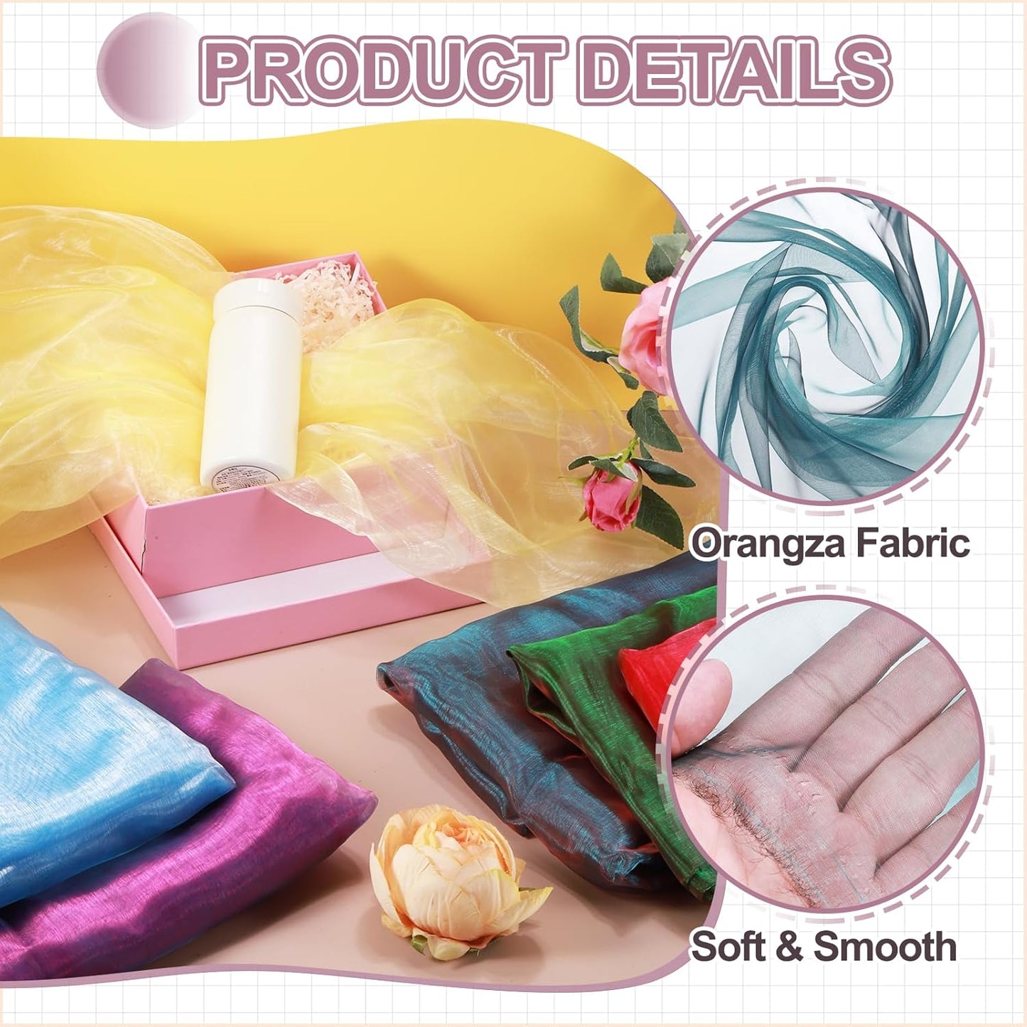 MECCANIXITY Iridescent Sheer Organza Fabric, 10 Yards x 59 Inches Solid Holographic Shiny Fabric Organza Cloth for Wedding, Curtains, Costume, Photo Background, Gradient Black Blue