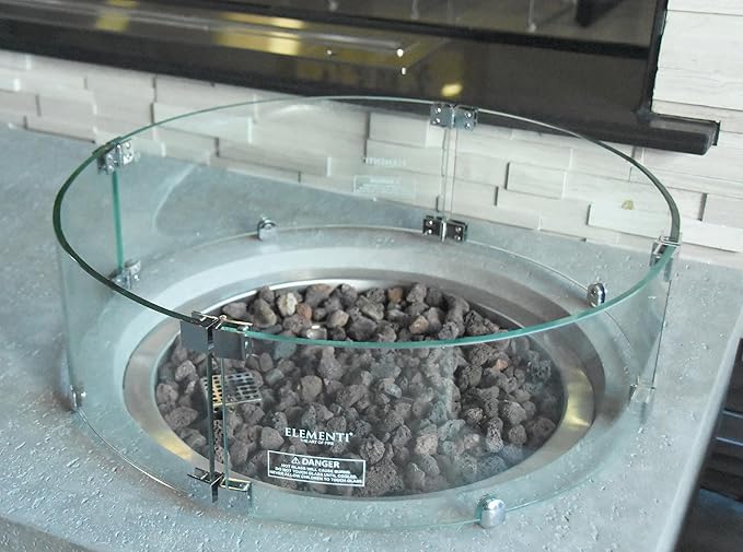 All Fire Table Pit Wind Screens and Stainless Steel Buner Lid from ELEMENTI | ELEMENTI Plus and MODENO (Wind Screens, Round 24.4" WS - 001)