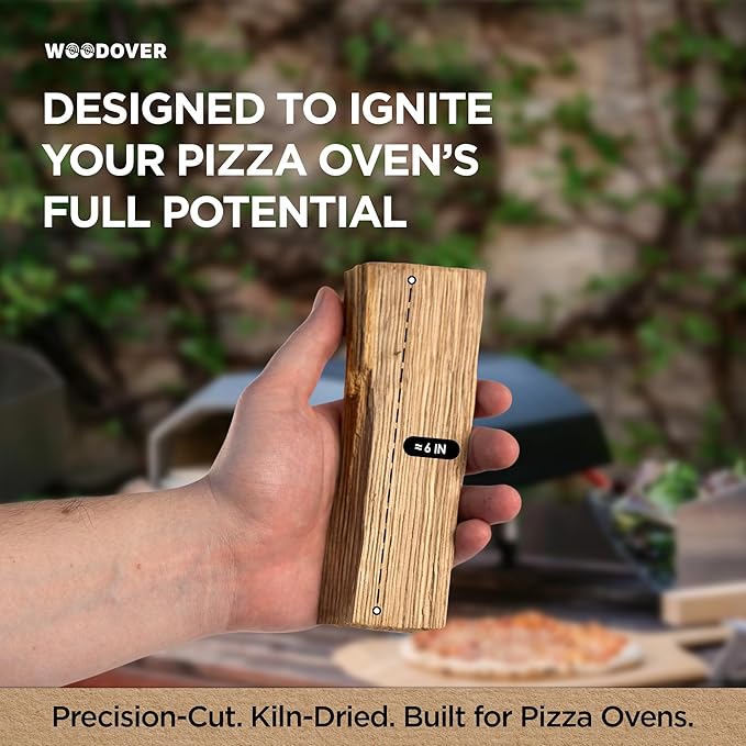 Pizza Oven Wood with Fire Starters - Fast-Lighting, Low Smoke 12 lbs White Oak Kiln-Dried 6 Inch Logs for Ooni, Gozney & Solo Stove, Clean-Burning Firewood for Wood-Fired Pizza - Approx 800 cub.in.