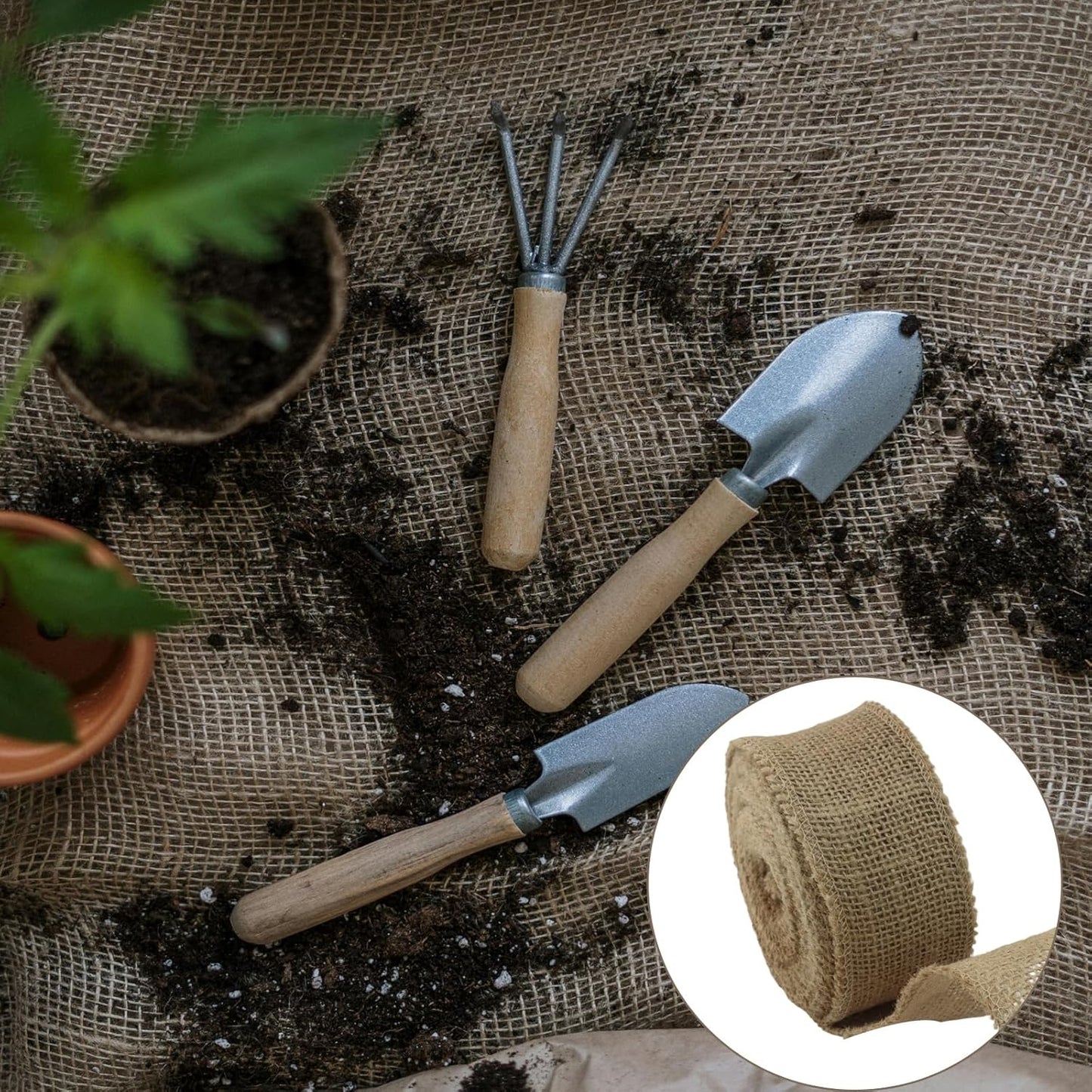 4" Wide Natural Burlap Fabric Roll - 10 Yards Jute Ribbon for Gift Wrapping, Wedding Decorations, Rustic Crafts, Wreaths & Home Decoration (10cm Wide)